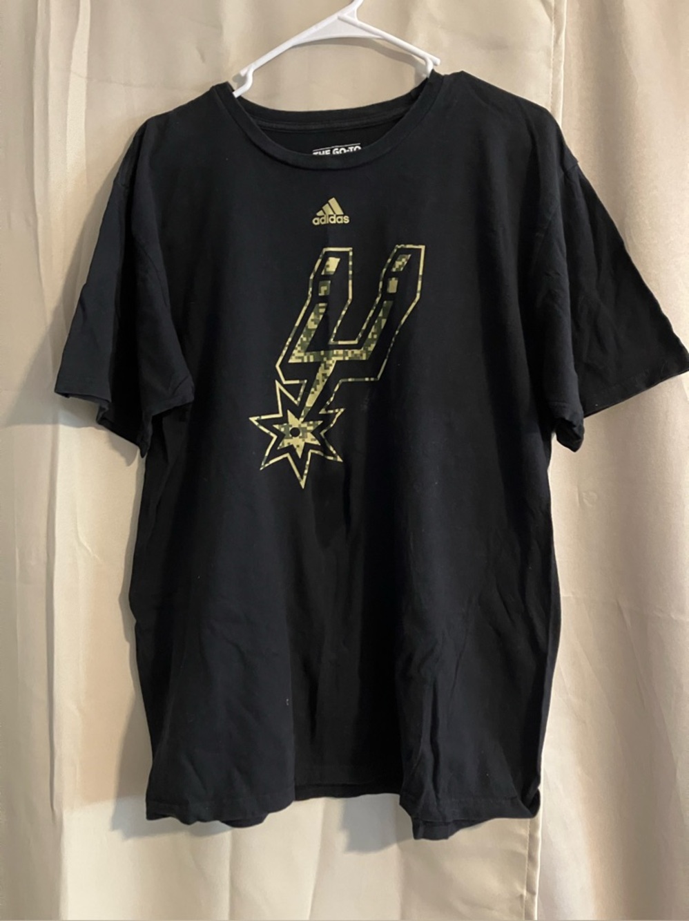 Adidas Black T-Shirt with Gold San Antonio Spurs Logo